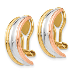 14k TRI COLOR NON-PIERCED EARRINGS