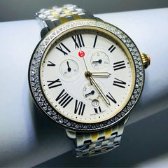 Michele serein chronograph two tone diamond watch