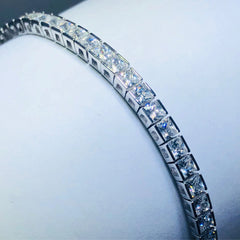 LIV platinum over sterling silver white sapphire princess cut tennis bracelet