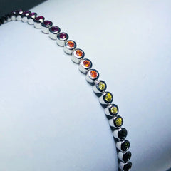 LIV platinum over sterling silver rainbow sapphire halo tennis bracelet