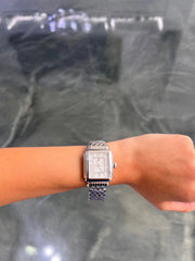 Michele Deco Stainless Steel Diamond Watch
