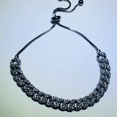 LIV 18k black gold over sterling silver white sapphire cuban link tennis bracelet