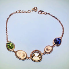 LIV 18k rose gold over sterling silver rainbow sapphire abstract halo bracelet bracelet