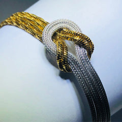 LIV 18k yellow gold over sterling silver love knot mesh link bracelet