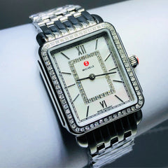 MW07 Michele deco stainless steel diamond watch