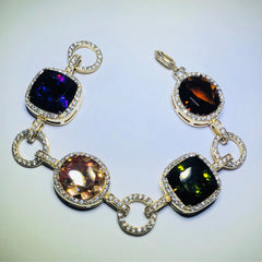 LIV 18k yellow gold over sterling silver color stone chunky halo tennis bracelet