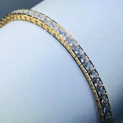 LIV 18k yellow gold over sterling silver white sapphire princess cut tennis bracelet