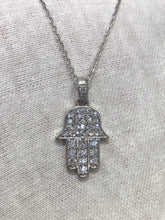 LIV 14k White Gold & Genuine Diamonds Hand of God Hamsa Hand Made Pave Good Luck Life Necklace