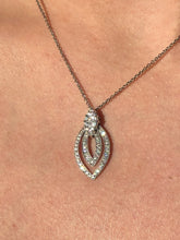 LIV 14K White Genuine White Diamonds Pave Marquis Halo Necklace