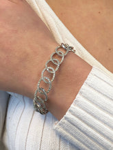 LIV 14K White Gold and Diamonds Solid Open Link Design Pave Diamond Bracelet Gift