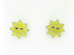 LIV Platinum Sterling Silver Strawberry Design Stud Yellow Enamel Kid Child Earrings