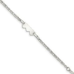 LIV Kids Platinum Sterling Silver Cable Link ID Child Heart Bracelet Free Engraving