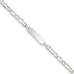 LIV Kids Platinum Sterling Silver Figaro Link Child ID Name Bracelet Free Engraving Gift