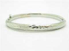 LIV 14k White Gold Filagree Design Diamond Cut Baby Bangle Bracelet New Gift