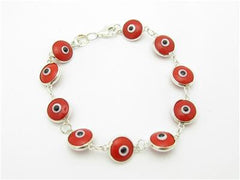LIV Sterling Silver .925 Baby Evil Eye Red Bracelet 5" Length