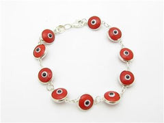 LIV Sterling Silver .925 Baby Evil Eye Red Bracelet 5" Length