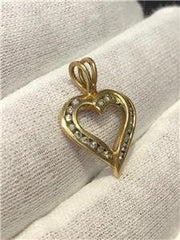 LIV 14k Yellow Gold Genuine Diamonds Channel Set Open Heart Pendant G/VS Diamonds