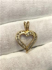 LIV 14k Yellow Gold Genuine Diamonds Channel Set Open Heart Pendant G/VS Diamonds