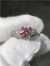 LIV 14k White Gold Genuine Diamonds G/VSS Pave Set Pink Sapphire Engagement Ring