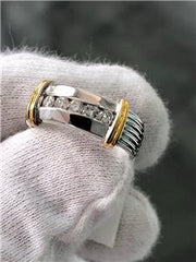 LIV 14k Two Tone Gold Genuine Diamonds 0.25ct Channel Set Stackable Band Ring