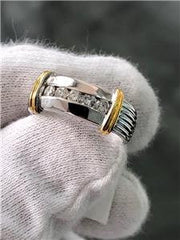 LIV 14k Two Tone Gold Genuine Diamonds 0.25ct Channel Set Stackable Band Ring