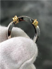 LIV 14k Two Tone Gold Genuine White Diamonds Baguette Cut Channel Set Band Ring