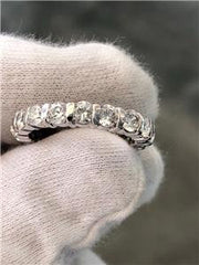LIV 14k White Gold Simulated Diamonds Round Cut Tension Set Eternity Band Ring