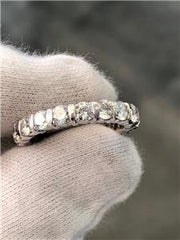 LIV 14k White Gold Simulated Diamonds Round Cut Tension Set Eternity Band Ring