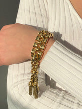 LIV 18K Solid Yellow Gold Timeless Vintage Hand Made Wide Link Tassel Bracelet 105.5 Grams