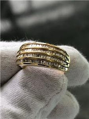 LIV 14k Yellow Gold Genuine White Diamonds Baguette Cut Wide Band Ring 1.52ct G/VS1