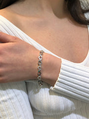 LIV 14K White Gold Genuine Round Diamond Open Heart Design Tennis Bracelet New Gift