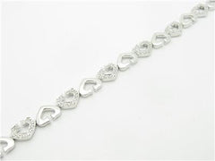 LIV 14K White Gold Genuine Round Diamond Open Heart Design Tennis Bracelet New Gift