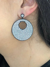 LIV 18k Black Gold Over Sterling Silver White Sapphire Large Round Halo Dangle Earrings Gift