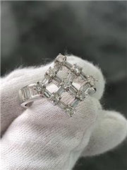 LIV 14k White Gold Genuine Diamonds Baguette Abstract Halo Band Ring G/VS1