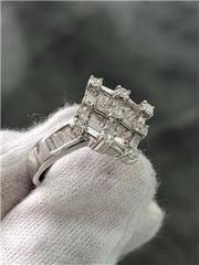 LIV 14k White Gold Genuine Diamonds Baguette Abstract Halo Band Ring G/VS1