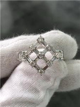 LIV 14k White Gold Genuine Diamonds Baguette Abstract Halo Band Ring G/VS1