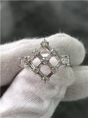 LIV 14k White Gold Genuine Diamonds Baguette Abstract Halo Band Ring G/VS1