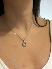 LIV Platinum Sterling Silver White Sapphire "Dancing Diamond" Heart & Arrow Necklace