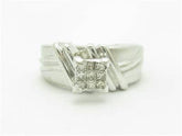 LIV 14k White Gold & Diamonds Princess Cut Solitaire Design Engagement Band Ring