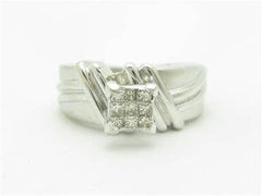 LIV 14k White Gold & Diamonds Princess Cut Solitaire Design Engagement Band Ring