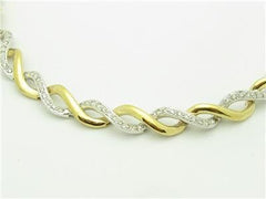 LIV 18k Two Tone Gold Pave Diamonds Twist Design 4.75ct H/VS1 Hand Made Necklace