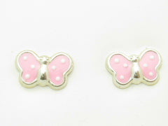 LIV Kids Platinum Sterling Silver Pink Enamel Butterfly Stud For Children / Babies New