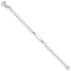LIV Kids Platinum Sterling Silver Heart Link ID Child Name Bracelet Free Engraving Gift