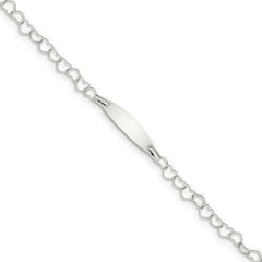 LIV Kids Platinum Sterling Silver Heart Link ID Child Name Bracelet Free Engraving Gift
