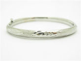 LIV 14k White Gold Filagree Design Diamond Cut Baby Bangle Bracelet New Gift