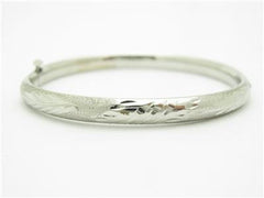 LIV 14k White Gold Filagree Design Diamond Cut Baby Bangle Bracelet New Gift