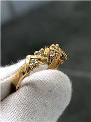 LIV 14k Yellow Gold Genuine Diamonds Step Design Zig Zag Stackable Band Ring