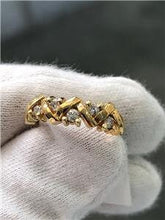 LIV 14k Yellow Gold Genuine Diamonds Step Design Zig Zag Stackable Band Ring