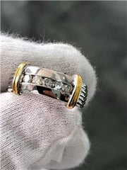 LIV 14k Two Tone Gold Genuine Diamonds 0.25ct Channel Set Stackable Band Ring