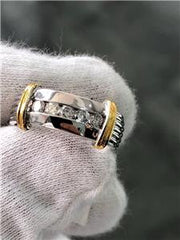 LIV 14k Two Tone Gold Genuine Diamonds 0.25ct Channel Set Stackable Band Ring